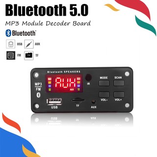 Bảng mạch âm thanh 12V Bluetooth 5.0 USB FM TF AUX không khuếch đại có màn hình lớn