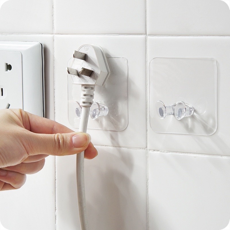 Móc Dán Tường Kẹp Giữ Dây Điện, Treo Phích Cắm Điện, Kê Sạc Điện Thoại