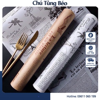Cuộn giấy nến cho nồi chiên không dầu, giấy nến nướng bánh họa tiết báo chí phong cách cổ điển