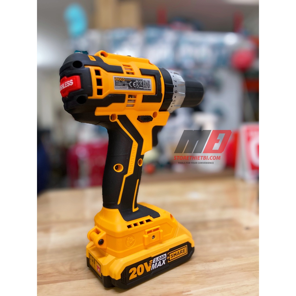 Máy khoan búa dùng pin Li-ion 20V-13mm (không chổi than) Ingco CIDLI20608