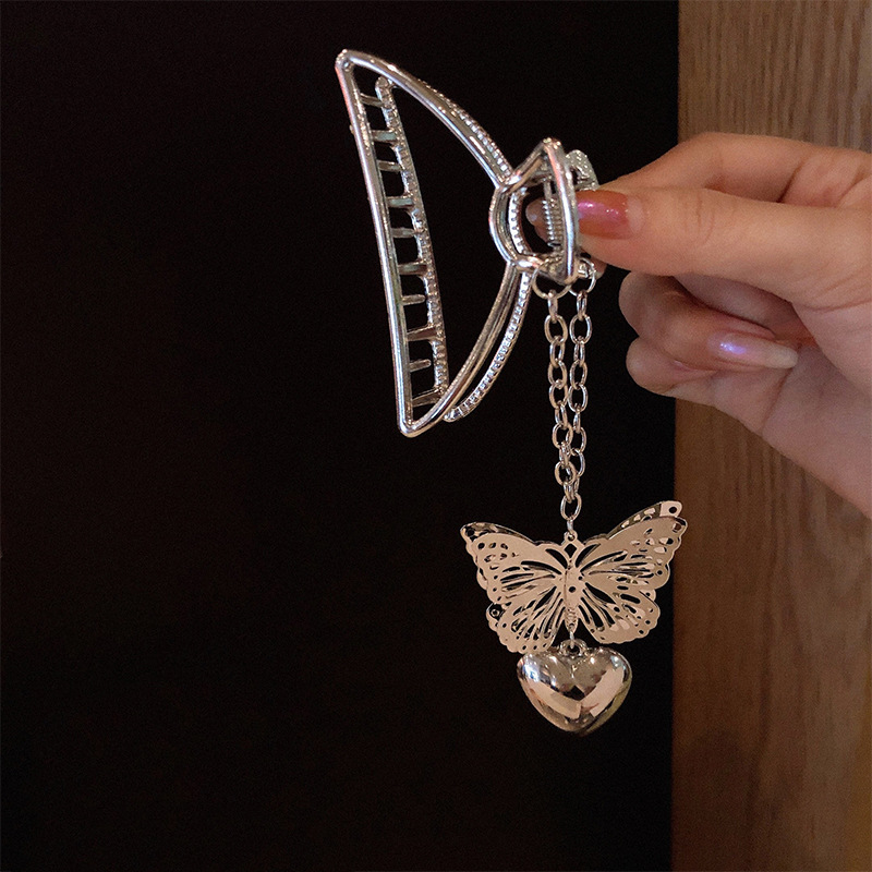 Kẹp tóc trang trí hình bướm và trái tim đơn giản kiểu dáng thời trang