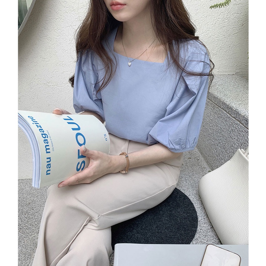 Áo sơ mi cổ vuông tay ngắn thời trang sành điệu mới 45594
