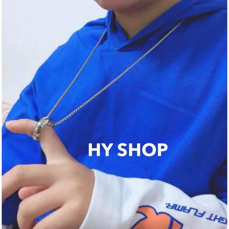 Dây Chuyền Nam Nữ Thép Titan Phối Nhẫn Không Gỉ Phong Cách Hip Hop Unisex BTS