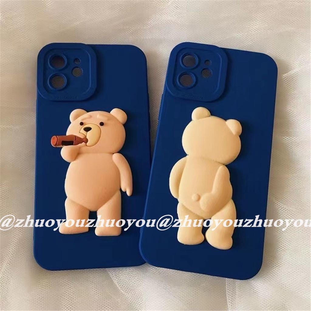 Mới Ốp Điện Thoại Chống Sốc In Hình Gấu Bắt Bia Cho Iphone 13 11 12 xs xr 78plus 6