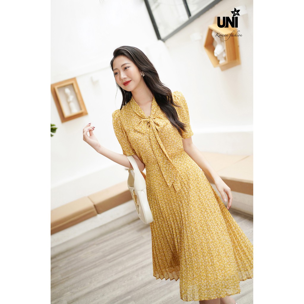 Chân Váy Xếp Ly Dài Hoa Tiết Hoa Nhí Sang Trọng 5CX264- [Chính Hãng] UNI KOREAN FASHION