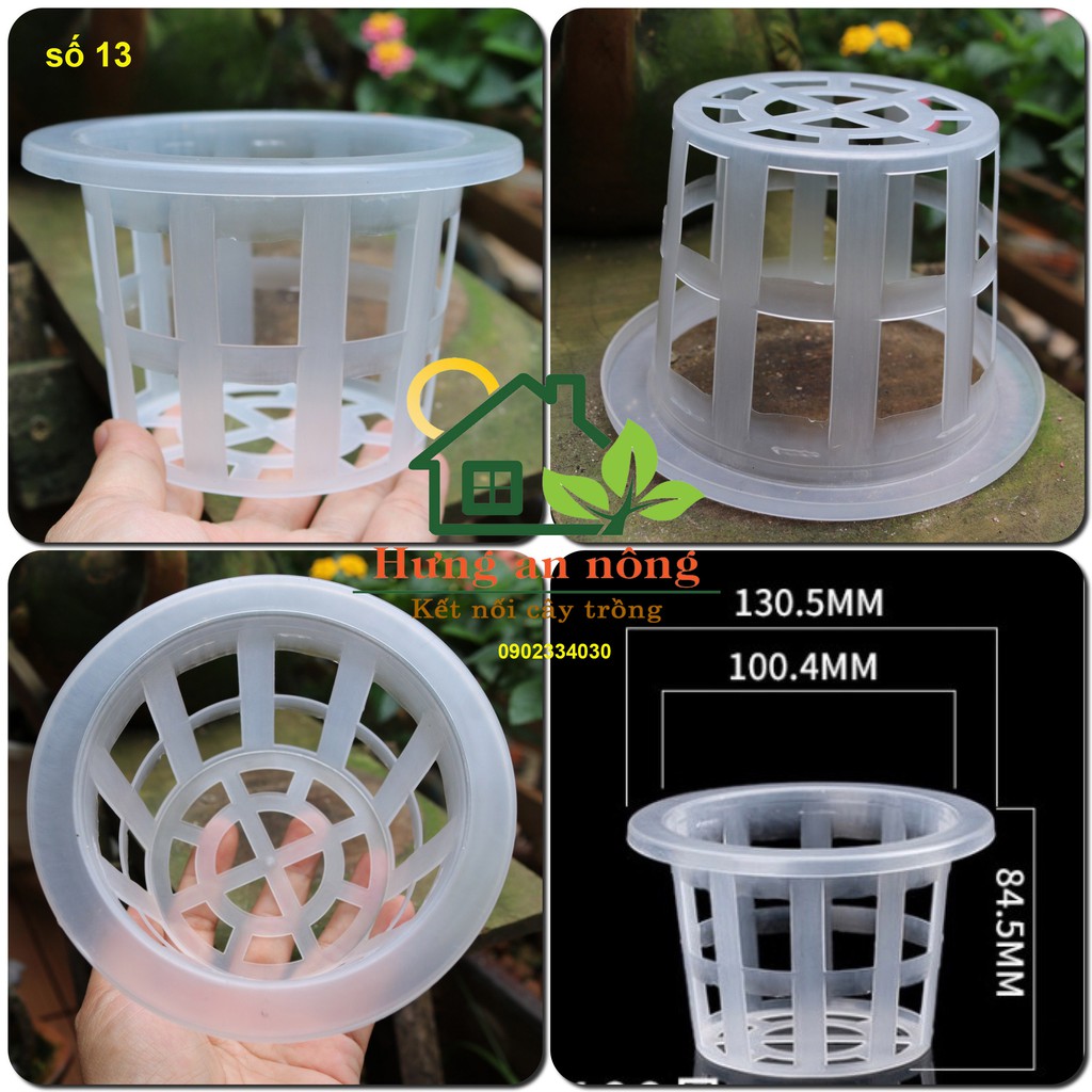 Rọ nhựa lớn lỗ thưa trồng thuỷ canh, cây thuỷ sinh size 13x10x8.5cm