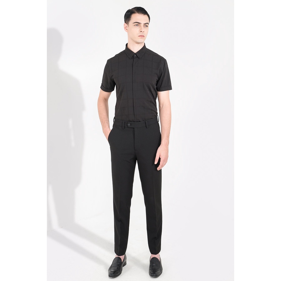 Áo sơ mi nam ngắn tay Biluxury hoạ tiết caro chìm lịch lãm công sở vải siêu mịn thoáng mát 4SMCC002DEN | BigBuy360 - bigbuy360.vn