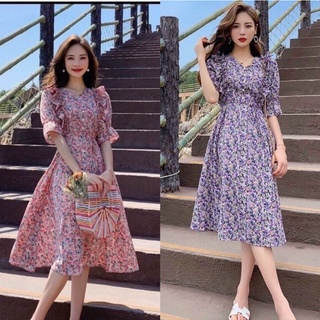 Đầm hoa nhí xoè dáng dài