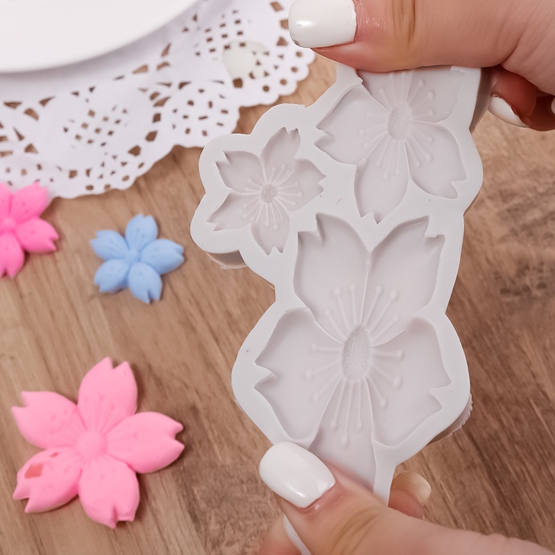 Khuôn Làm Nến Bằng Silicone Chịu Nhiệt Hình Hoa Anh Đào DIY