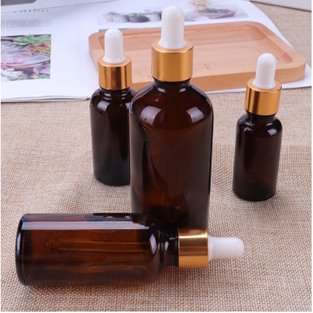 Chai Thủy Tinh NÂU NẮP BÓP Đựng Serum, Tinh Dầu 10ml//20ml/30ml/50ml