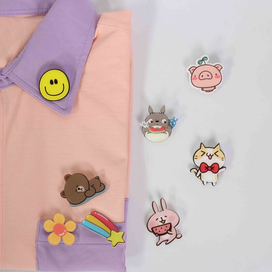 Pin Cài Áo Nhựa Cute Dễ Thương Sticker Ngẫu Nhiên Phụ Kiện Trang Trí Áo Balo Túi Vải Trendy Gallery