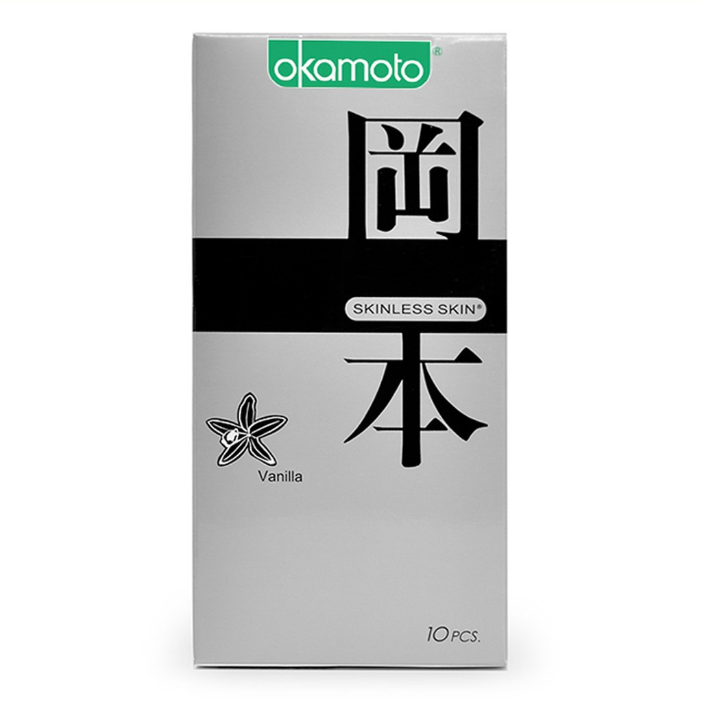 Bao Cao Su Okamoto Skinless Skin Vanilla Hương Vani Hộp 10 Cái