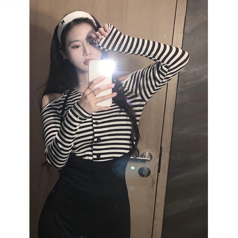 COZOK Áo len dài tay cổ chữ V thời trang dành cho nữ