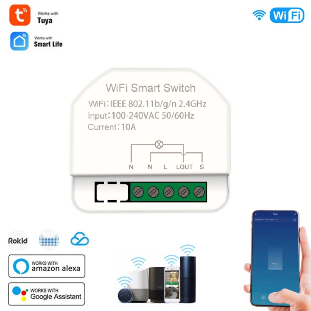 【Ready Stock】 1gang MINI Wifi Smart Switch Timer Switches Smart Home Automation Compatible with Tuya Alexa Google Home 【REEU】