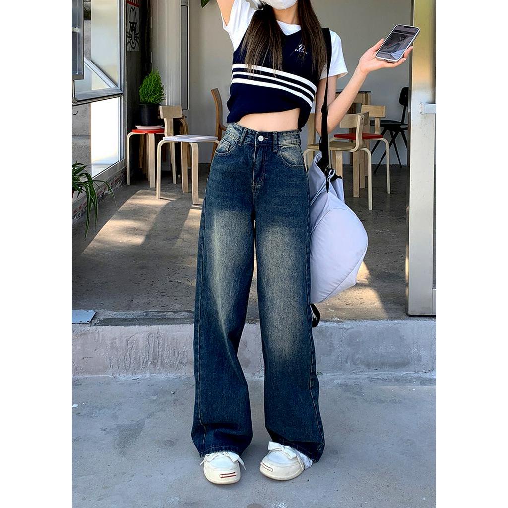 61254 Quần Denim Nữ Ống Rộng Giản Dị