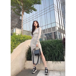 ĐẦM MIDI XÁM XẺ ĐÙI