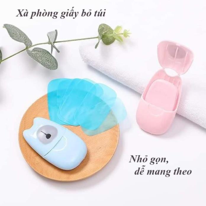 HỘP [30 Tờ] XÀ PHÒNG GIẤY RỬA TAY BỎ TÚI HÌNH GẤU NHỎ GỌN TIỆN LỢI