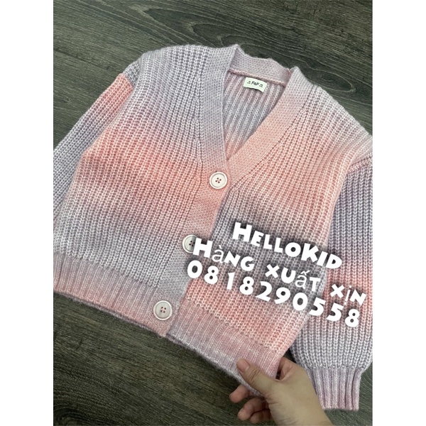 A405 - Áo khoác len cardigan loang hồng FF bé gái
