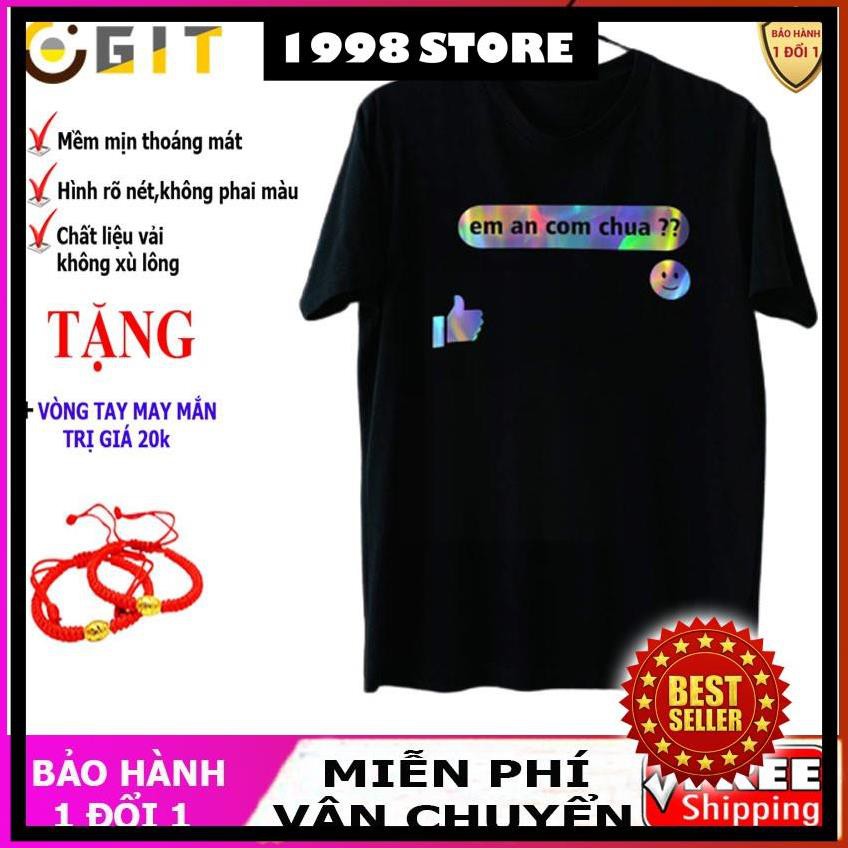 Áo phông phản quang bảy màu Em ăn cơm chưa, áo thun nam nữ, quần khaki, quần nữ, sét bộ mặc ở nhà, áo thun tay dài