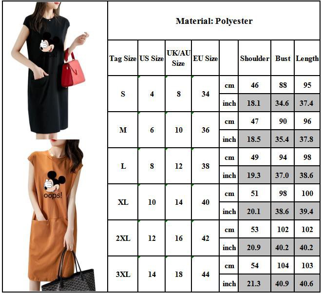 Đầm Midi Sát Nách Hoạ Tiết Chuột Mickey Đáng Yêu