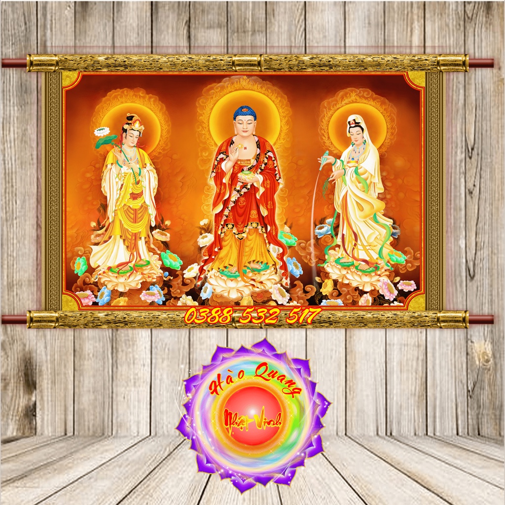 Tranh Tây Phương Tam Thánh Treo Tường Chất Liệu Phim Backlit Nhiều Kích Thước
