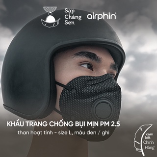 [Size L] Khẩu trang Airphin - Than hoạt tính chống ô nhiễm, bụi mịn PM 2.5 - màu đen/ghi