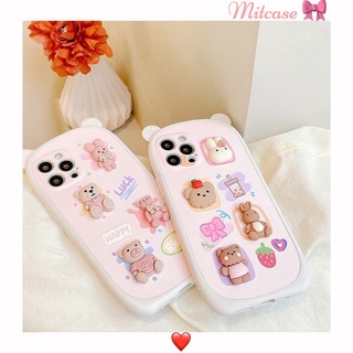 Ốp lưng iphone tai gấu hồng gắn charm