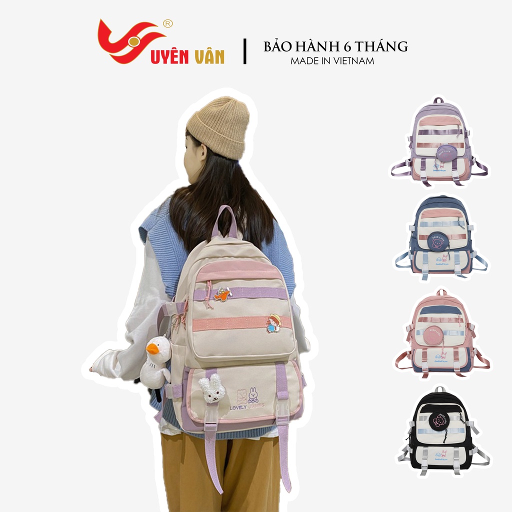Cặp đi học nữ thời trang hàn quốc vải nylon chống nước màu pastel trơn dễ thương đáng yêu giá rẻ 3616