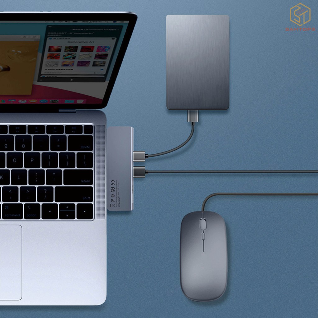 Hub usb Baseus đọc thẻ SD/TF hỗ trợ chuyển đổi cổng sạc Type C tiện dụng