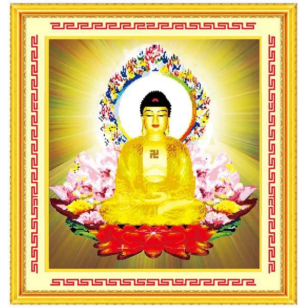 Tranh Thêu Chữ Thập (thêu kín) Phật A Di Đà 222348 (Khách tự thêu) KT:55x59cm
