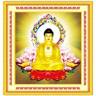 Tranh Thêu Chữ Thập (thêu kín) Phật A Di Đà 222348 (Khách tự thêu) KT:55x59cm
