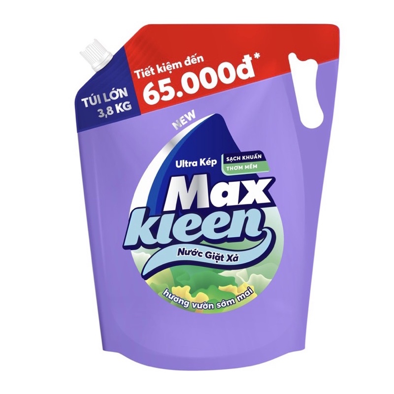 Túi Nước Giặt Xả MaxKleen Sạch Khuẩn Và Thơm Mềm