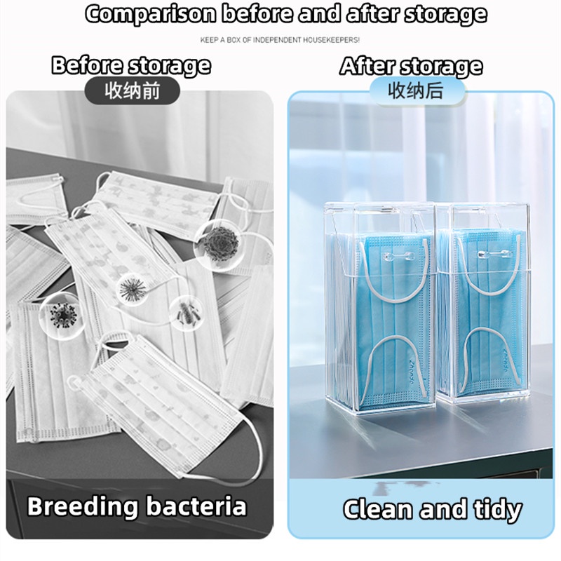 Hộp Đựng Khẩu Trang Trong Suốt Sức Chứa Lớn Có Nắp Chống Bụi Dùng Một Lần Tiện Lợi Giá Đỡ