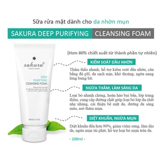 Sữa Rửa Mặt Dầu Mụn Sakura Deep Purifying Cleansing Foam (100ml)