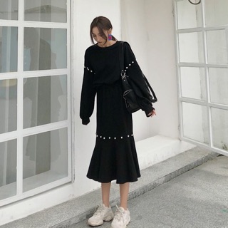Set áo len+cv đuôi cá len đính hạt