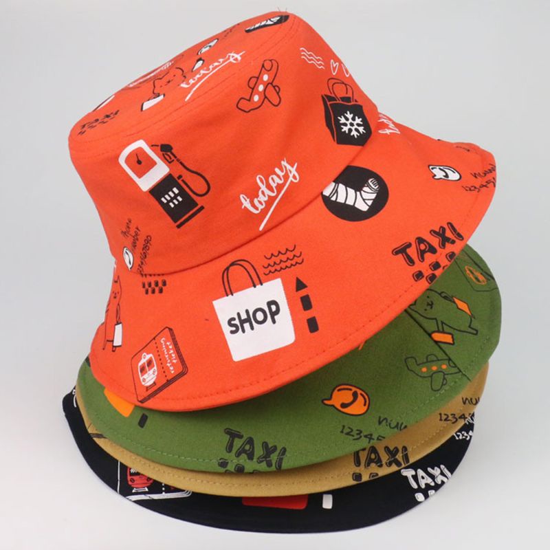 Xiangbao Mũ Bucket Chống Nắng In Chữ Graffiti Phong Cách Harajuku Nhật Bản Cho Nam Và Nữ