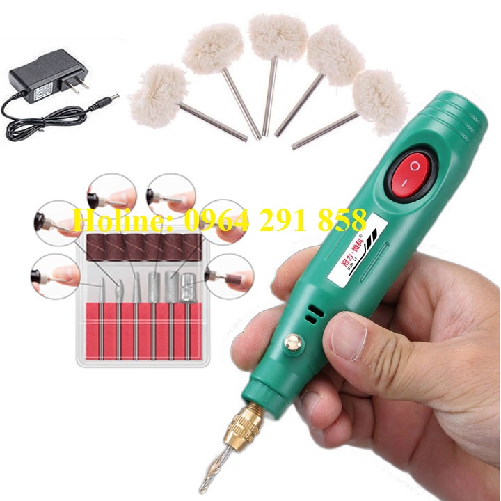 Máy mài điện mini có thể khắc, dũa, khoan, động cơ chạy em ái V001 13-5L máy đánh bóng mini