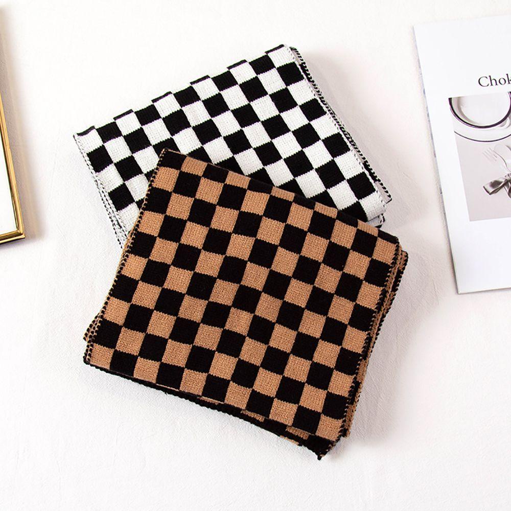 Khăn Choàng Cổ Họa Tiết Sọc Caro Phong Cách Retro Cho Nữ