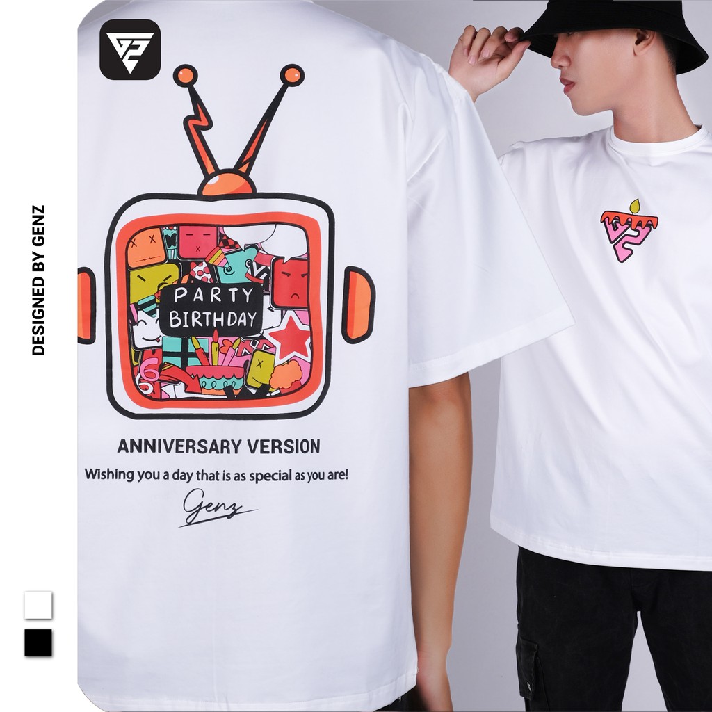 Áo thun tay lỡ GENZ phông unisex nam nữ cotton oversize form rộng TV Party BDay | BigBuy360 - bigbuy360.vn