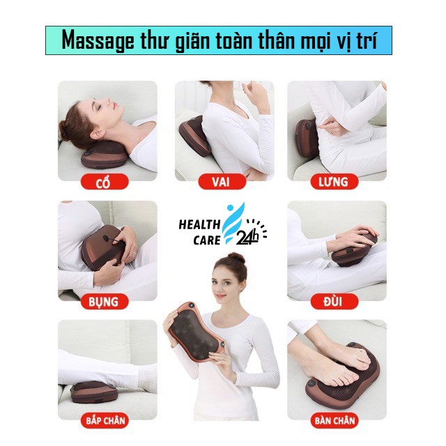 Gối massage 8 bi mát xa cao cấp giúp giảm đau mỏi, cải thiện tuần hoàn máu [Bảo hành 6 tháng]