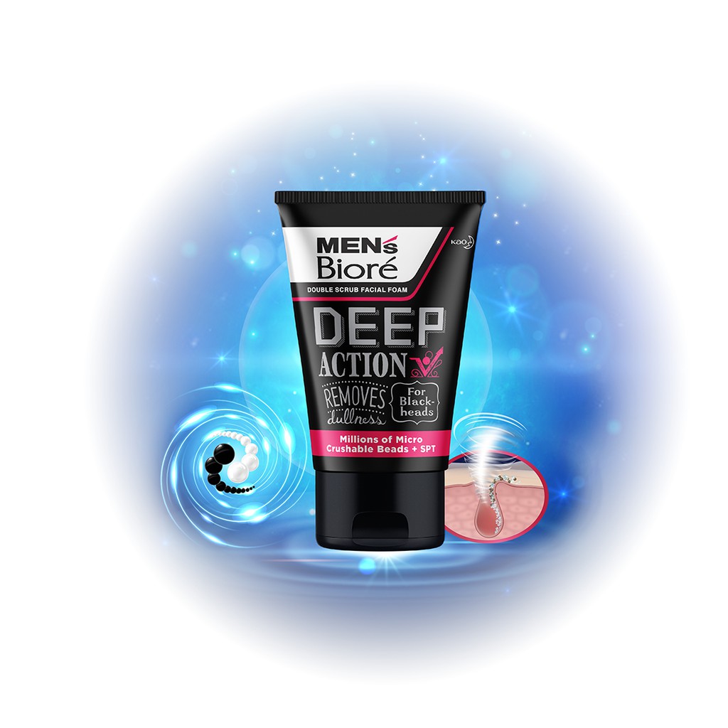 Sữa Rửa Mặt MEN's Bioré Facial Foam Deep Action Sạch Sâu 100g