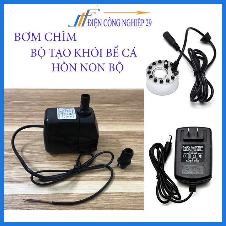 Com bo động cơ tạo khói bơm chìm cho bể cá tiểu cảnh hòn non bộ phong thủy