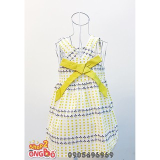 Váy hai dây có nơ sau lưng chấm bi cho bé gái 12-26kg (2 màu: hồng +vàng)