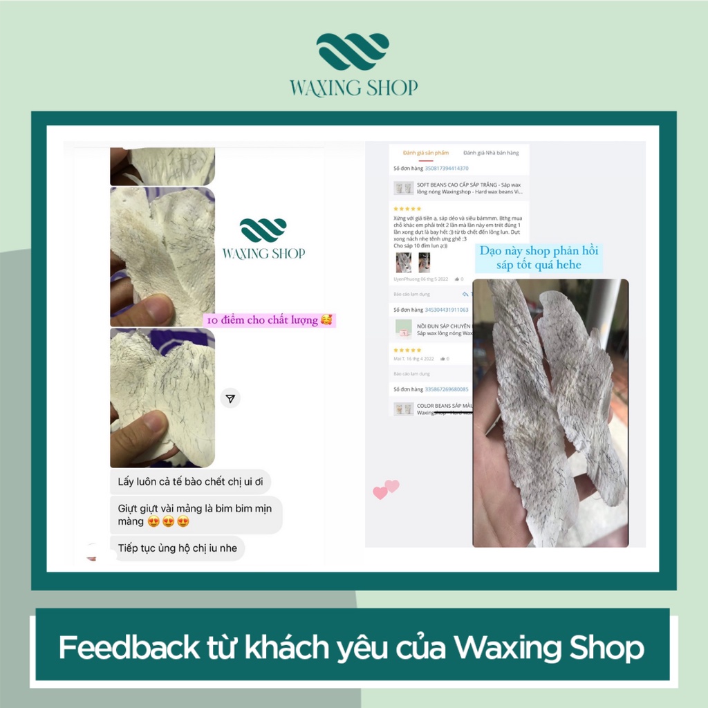 Sáp Wax Lông Nóng Trắng Cao Cấp  Waxingshop - Hard wax beans Việt Nam Soft Bean Mùi Dừa Bám Lông 99%