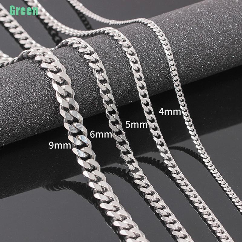 ✪Ting Size 4-6mm Men's Necklace Stainless Steel Cuban Link Chain Hip Hop Jewelry Gift