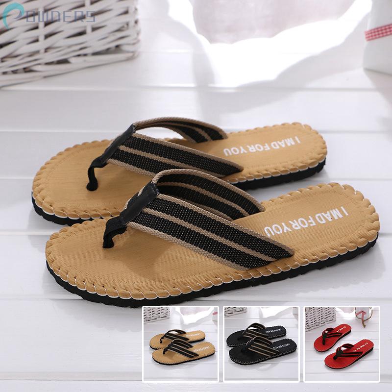 Dép xỏ ngón nam chống trượt họa tiết sọc ngang 3 màu