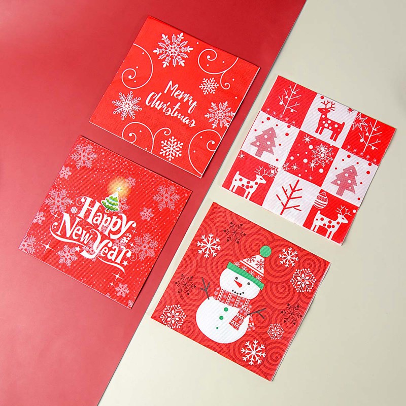 Set 20 Khăn Giấy Dùng Một Lần Họa Tiết Giáng Sinh Năm Mới 2023