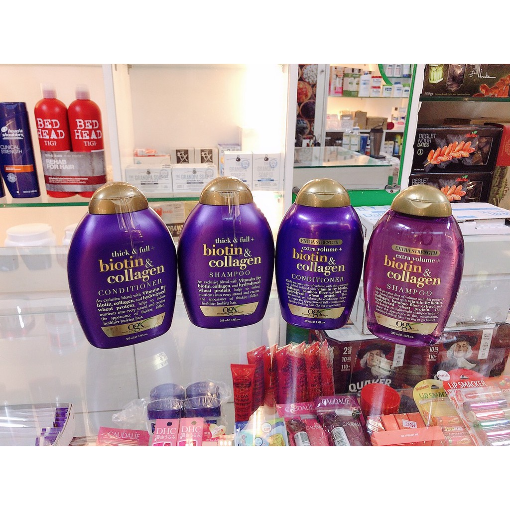 Cặp dầu gội + xả mọc tóc OGX Thick & Full Biotin and Collagen Shampoo 385ml | BigBuy360 - bigbuy360.vn