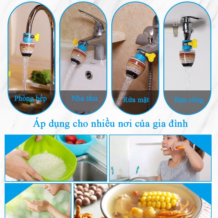 SG - Đầu lọc nước trực tiếp tại vòi 6 tầng lọc có co tăng giảm dễ dàng lắp đặt