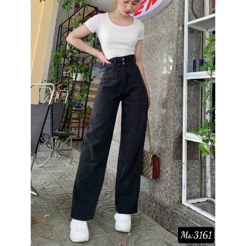 Quần baggy jeans, quần bò jean baggy ống rộng lưng cao màu đen, đen xám nhiều mẫu